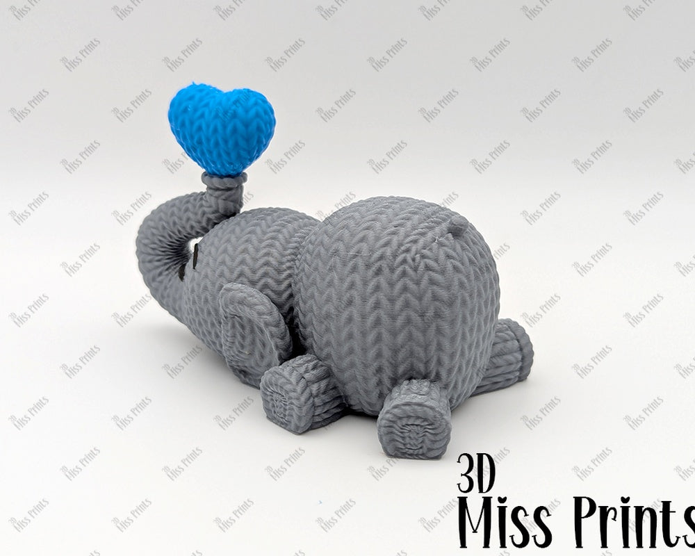 Knitted Elephant Blowing Heart