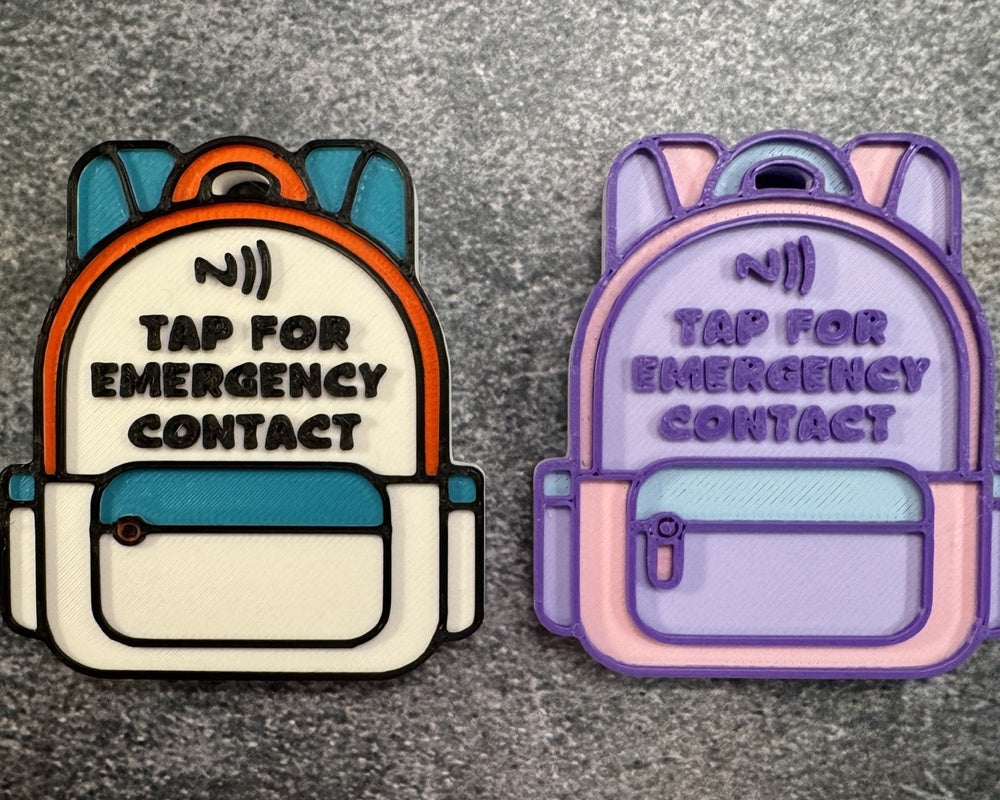 Personalised NFC Backpack Emergency Contact Tag