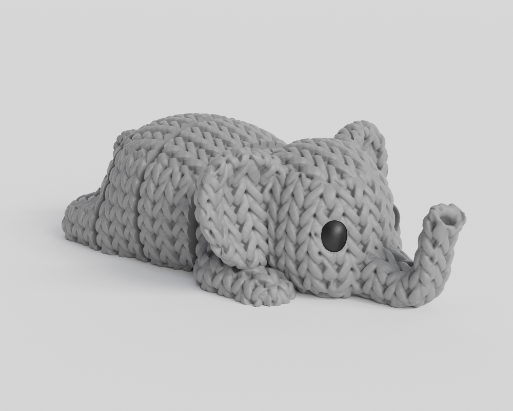 Knitted Articulated Elephant Flexi Keychain