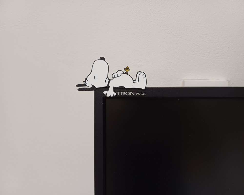 Snoopy on monitor with stand