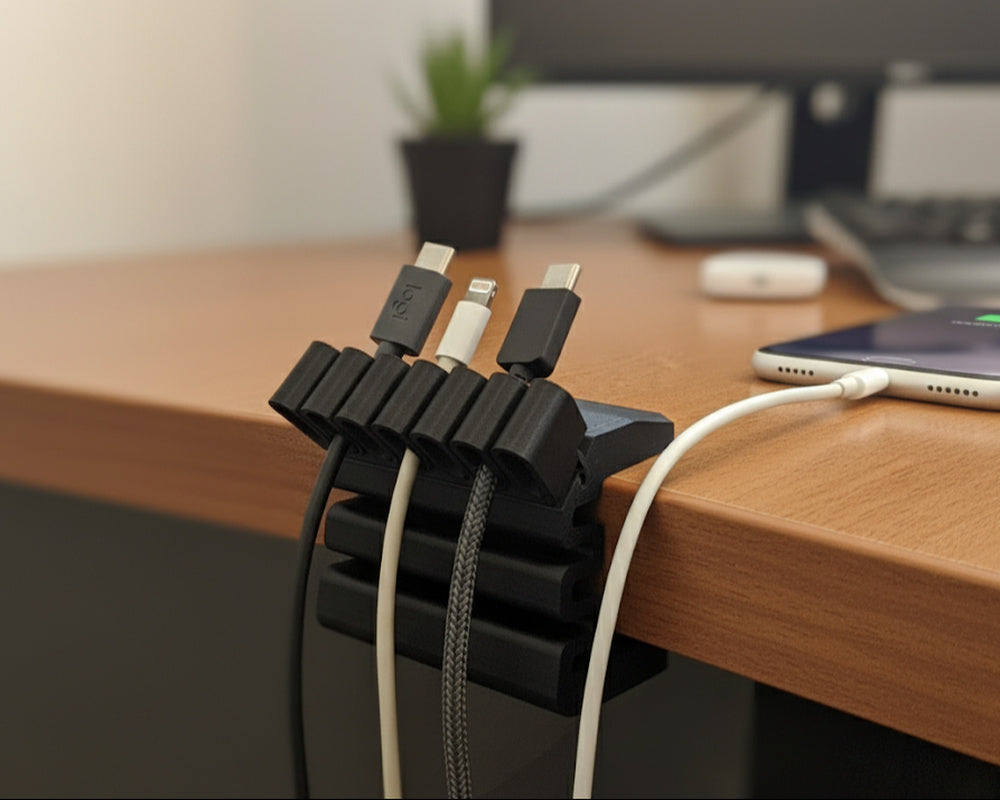 Auto-Supported Modular Desk Edge Cable Organizer