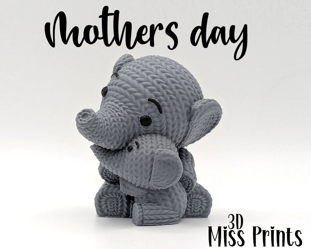 Knitted Elephant Mother & Baby