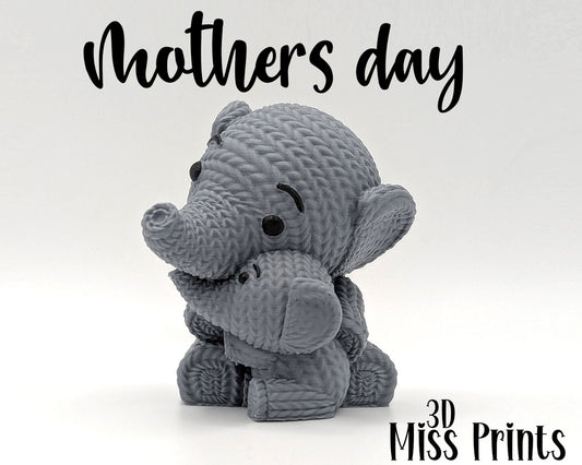Knitted Elephant Mother & Baby