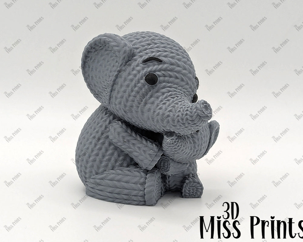 Knitted Elephant Mother & Baby