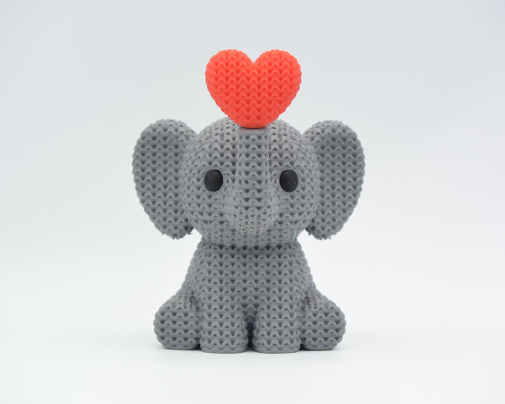 Knitted Elephant Blowing Heart