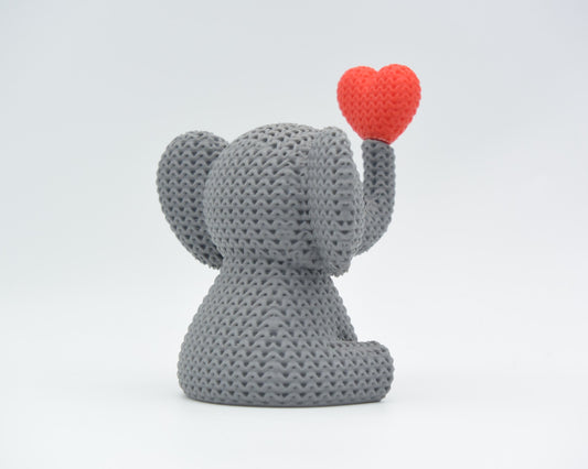 Knitted Elephant Blowing Heart