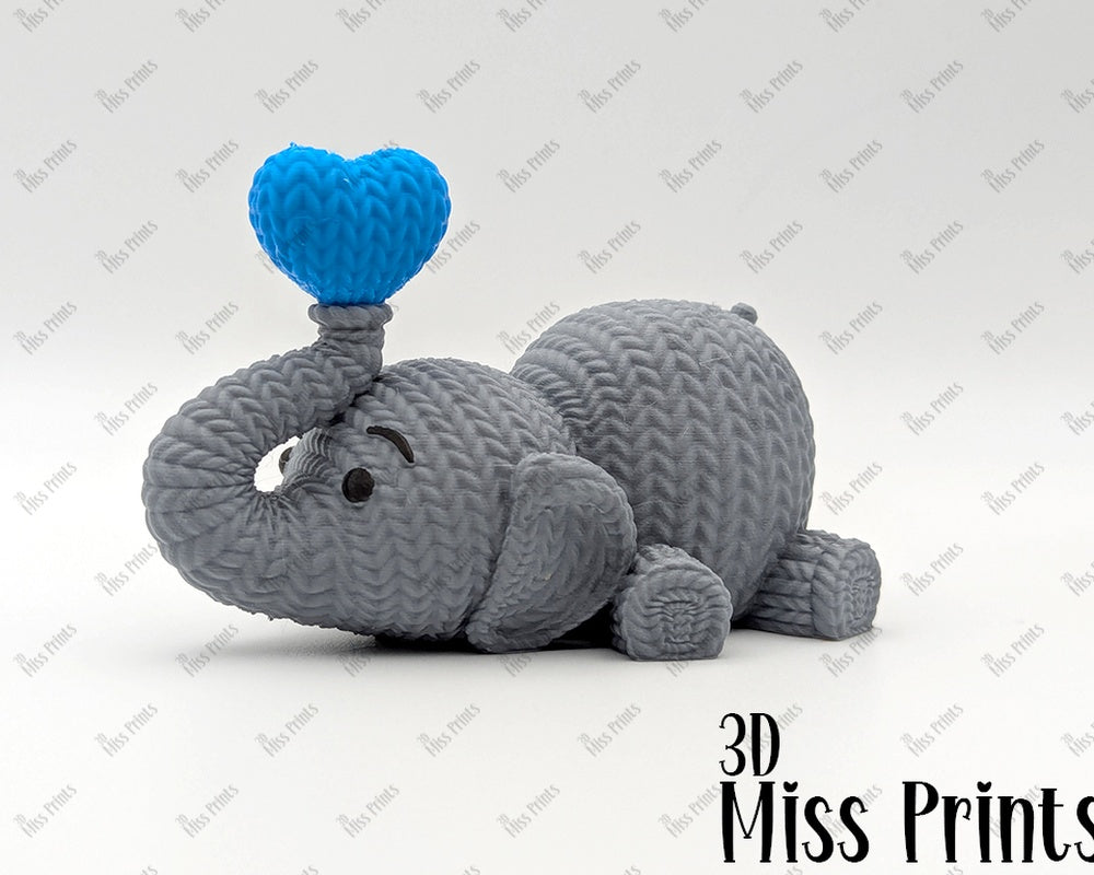 Knitted Elephant Blowing Heart