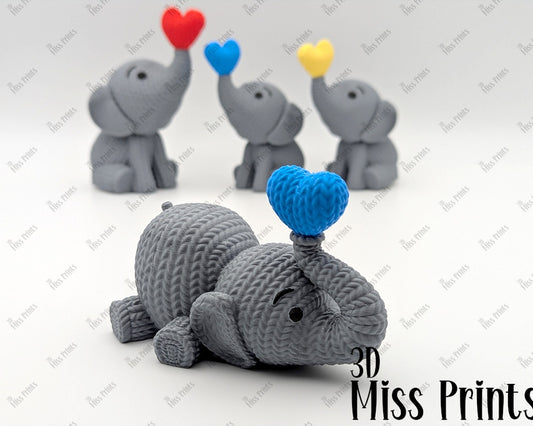 Knitted Elephant Blowing Heart