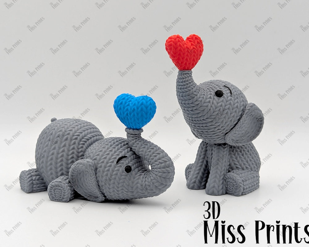 Knitted Elephant Blowing Heart