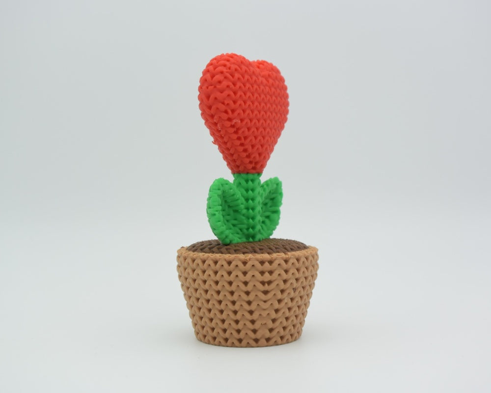 Knitted Heart Plant In a Pot
