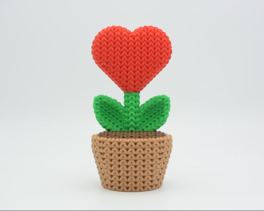 Knitted Heart Plant In a Pot