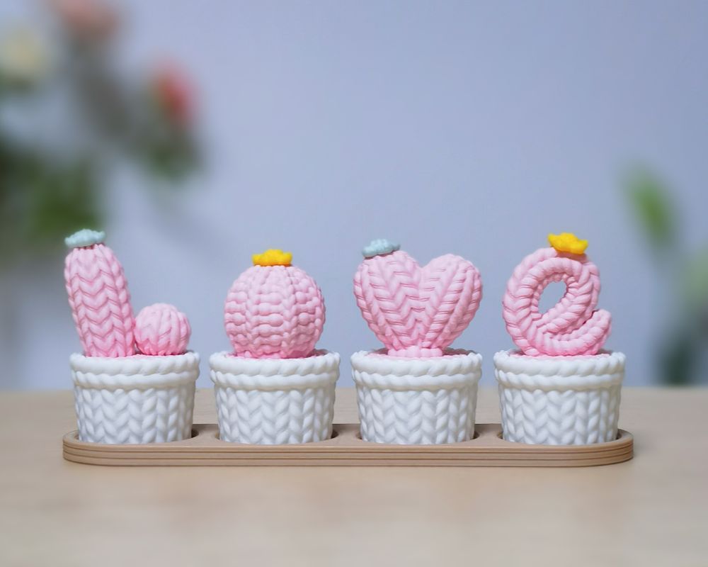 LOVE · Knitted Cactus Decor