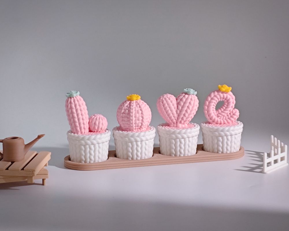 LOVE · Knitted Cactus Decor