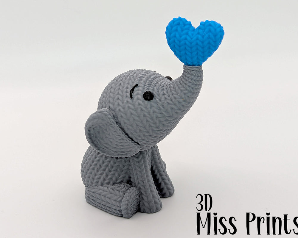 Knitted Elephant Blowing Heart
