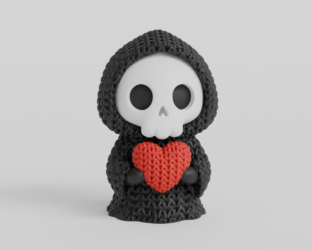 Knitted Heart Grim Reaper - Halloween