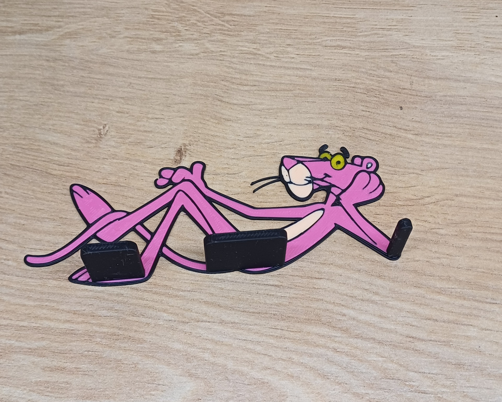 Pink Panther on monitor with stan