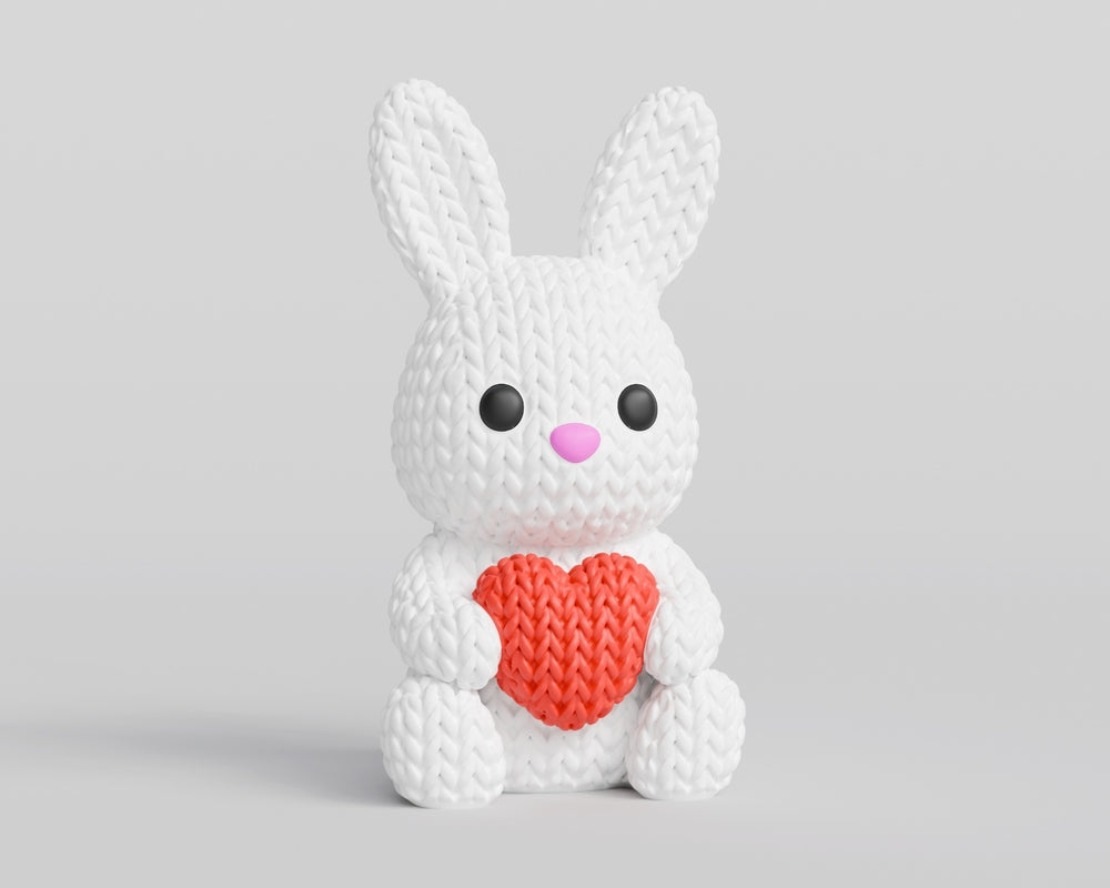 Knitted Bunny With Heart - Easter