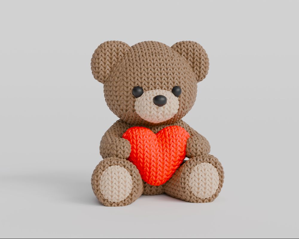 Knitted Valentine's Day Teddy Bear