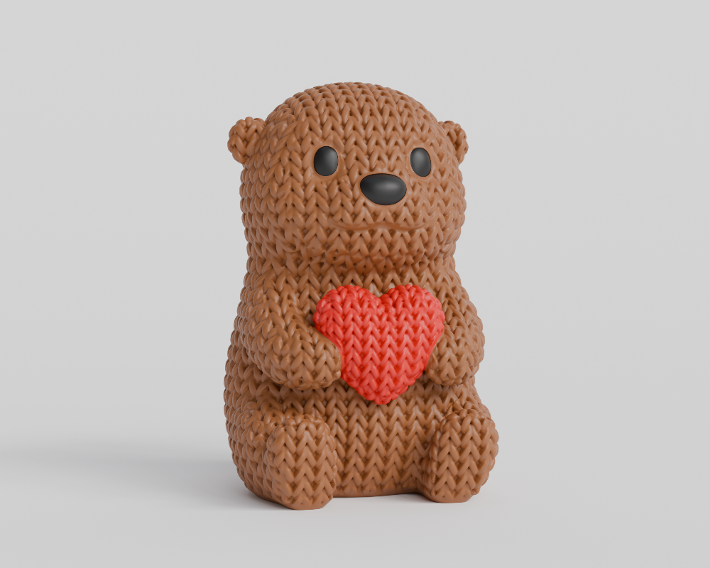 Knitted Otter With Heart - Valentine's Day