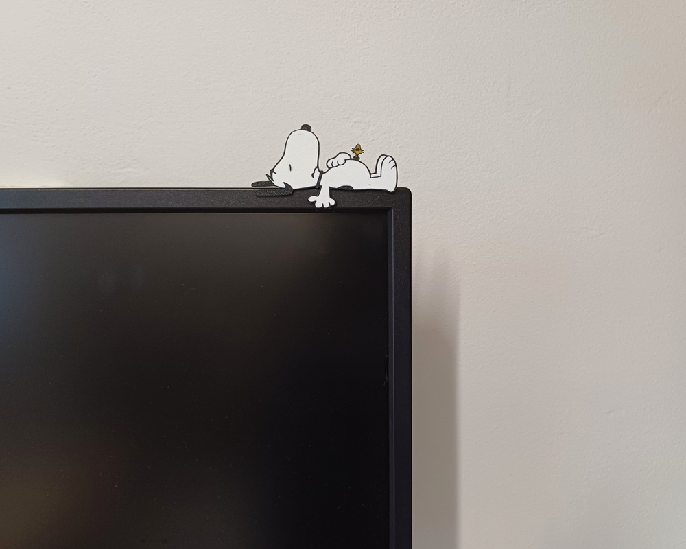 Snoopy on monitor with stand