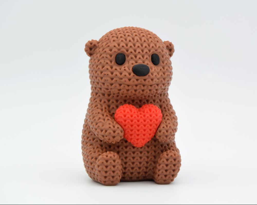 Knitted Otter With Heart - Valentine's Day