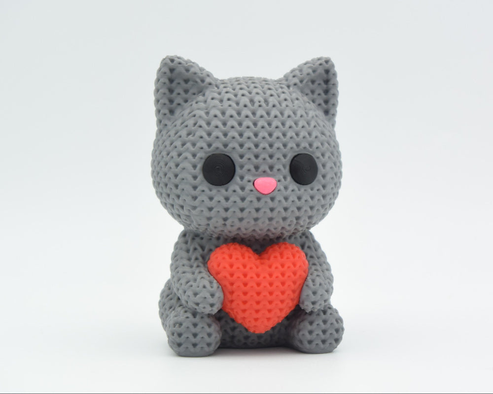 Knitted Cat With Heart