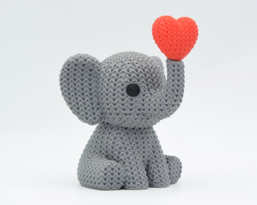 Knitted Elephant Blowing Heart
