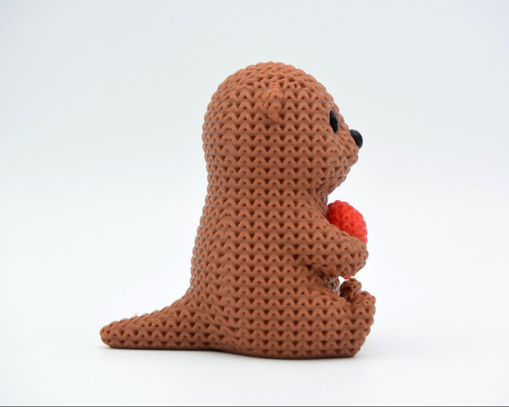 Knitted Otter With Heart - Valentine's Day